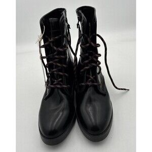 Sam & Libby Black Gothic Lace Up Motorcycle Mid-Calf Boots Size 8-1/2